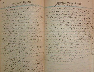Image for 1934 + 1935 ORIGINAL PAIR OF MANUSCRIPT DIARIES HANDWRITTEN BY A 24 YEAR OLD SWEDISH AMERICAN WHO IS A YOUNG SAILOR BUT AN OLD SALT DESCRIBING IN WONDERFUL DETAIL ABOUT LIFE ON AND BELOW DECKS