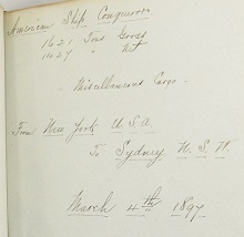 Image for 1897 ORIGINAL MANUSCRIPT DIARY OF A THREE AND A HALF MONTH VOYAGE FROM NEW YORK CITY TO THE LAND 'DOWN UNDER' ON THE NOTED COMMERCIAL SHIP 'CONQUEROR'