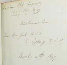 Image for 1897 ORIGINAL MANUSCRIPT DIARY OF A THREE AND A HALF MONTH VOYAGE FROM NEW YORK CITY TO THE LAND 'DOWN UNDER' ON THE NOTED COMMERCIAL SHIP 'CONQUEROR'