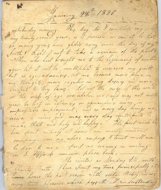 Image for 1826 - 1827 ORIGINAL MANUSCRIPT DIARY HANDWRITTEN BY A YOUNG WOMAN WHO SHUTTLES BACK AND FORTH BETWEEN HER CHAMBER AT THE CONVENT AND HER FAMILY HOME