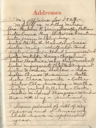 Image for 1929 ORIGINAL HANDWRITTEN MANUSCRIPT DIARY DETAILING HER YEAR AND LIFE AS THE WORTHY MATRON OF HER HIALEAH FLORIDA ORDER OF THE EASTERN STAR CHAPTER
