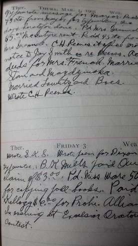 Image for 1905 ORIGINAL MANUSCRIPT DIARY HANDWRITTEN BY THE POLICE MAGISTRATE DETAILING THE TRIVIAL AND SIGNIFICANT EVENTS AND DOINGS OF WHEATON ILLINOIS AND DUPAGE COUNTY