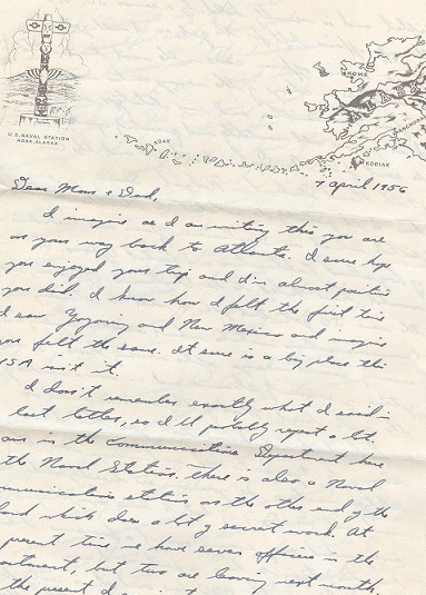 Image for 1956 ORIGINAL ARCHIVE OF MANUSCRIPT LETTERS FROM THE WESTERNMOST EDGE OF THE UNITED STATES HANDWRITTEN BY A BRILLIANT YOUNG MAN LEARNING TO PROTECT AMERICA FROM IT'S COLD WAR ENEMIES