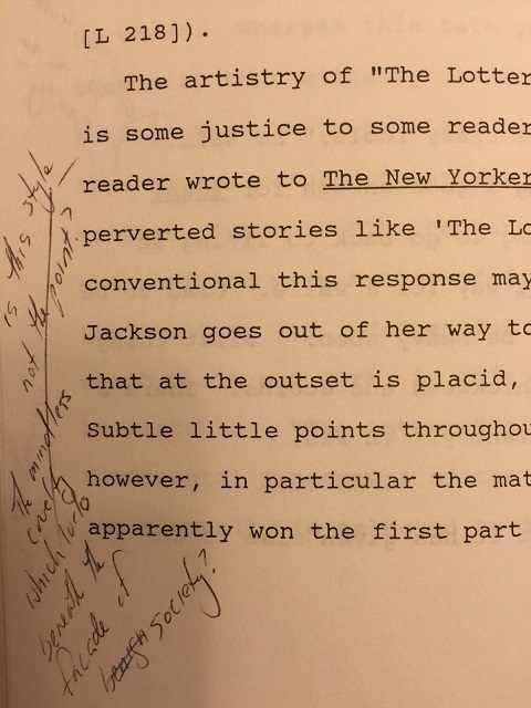 Image for c1990s ORIGINAL TYPED MANUSCRIPT BIOGRAPHY AND ANALYSIS OF HORROR AUTHOR SHIRLEY JACKSON BY CRITIC, NOVELIST AND EXPERT OF THE HORROR GENRE S.T. JOSHI