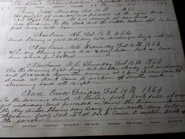 Image for 1864 - 1865 ORIGINAL MANUSCRIPT LOG BOOK OF A COMMERCIAL VESSEL THE 'SCHOONER NAPOLEON' PLYING IT'S TRADE FROM THE UNION NORTH TO THE CONFEDERATE SOUTH DURING THE CIVIL WAR