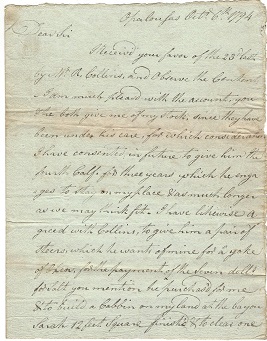 Image for 1794 ORIGINAL MANUSCRIPT LETTER DETAILING A LOUISIANA PLANTER'S CONCERNS FOR HIS TENANT'S PLANS AND AMBITIONS
