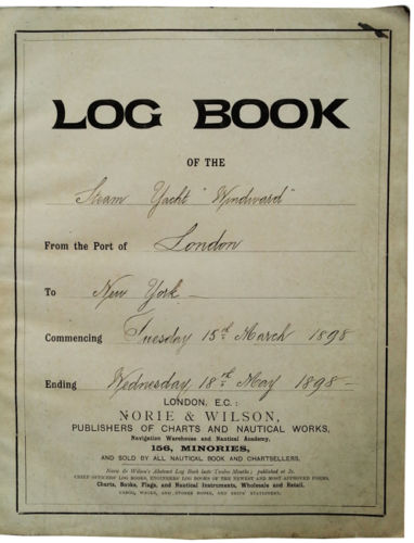 Image for 1898 ORIGINAL MANUSCRIPT SHIP'S LOG BOOK OF THE FAMED STEAM YACHT WINDWARD AS IT CROSSED FROM LONDON TO NEW YORK TO MEET IT'S FUTURE AND DESTINY WITH ROBERT EDWIN PEARY