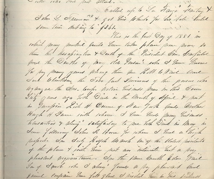 Image for 1881 - 1885 ORIGINAL MANUSCRIPT DIARY HANDWRITTEN BY THE SCION OF A LONG ESTABLISHED [1709] NEW JERSEY FAMILY WITH ROOTS TO THE MAYFLOWER