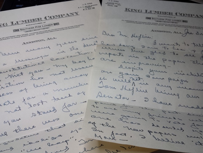 Image for 1932 - 1938 ORIGINAL ARCHIVE OF 90+ MANUSCRIPT LETTERS HANDWRITTEN TO ALABAMA'S MOST COLORFUL AND CONTROVERSIAL ANTI CIVIL RIGHTS LEGISLATORS WHO ALSO CREATED ONE OF AMERICA'S MOST BELOVED NATIONAL HOLIDAYS