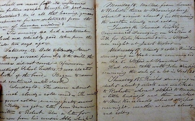 Image for 1849 - 1854 ORIGINAL MANUSCRIPT DIARY HANDWRITTEN BY A KEEN EYED, INTROSPECTIVE INDIANA SURVEYOR DETAILING HIS LIFE AND FAMILY HARDSHIPS OF TRAGIC ILLNESS WHO STILL SEES THE WONDERS OF THE WORLD WHILE VISITING THE NEW YORK CRYSTAL PALACE EXPOSITION