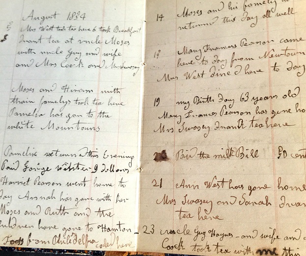 Image for 1854 ORIGINAL NAIVE MANUSCRIPT DIARY FILLED WITH THE DAILY DETAILS OF LIFE IN EAST BOSTON HANDWRITTEN BY A ELDERLY WOMAN WHO STILL REMEMBERS THAT HER FATHER WOULD HAVE BEEN 112 HAD HE LIVED