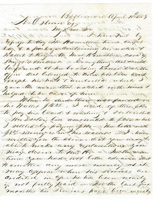 Image for 1863 ORIGINAL MANUSCRIPT CIVIL WAR LETTER SHOWING THAT WAR ALONE CANNOT STOP PROGRESS OR COMMON COURTESY AS THE MAN IN CHARGE OF BUILDING THE BALTIMORE COURTHOUSE PROVES