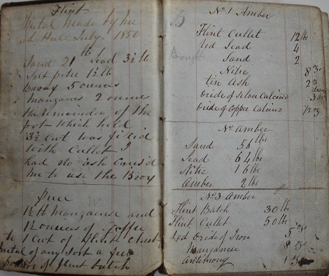Image for 1850s ORIGINAL MANUSCRIPT BOOK OF GLASSMAKING RECIPES, PROCEDURES AND FORMULAES