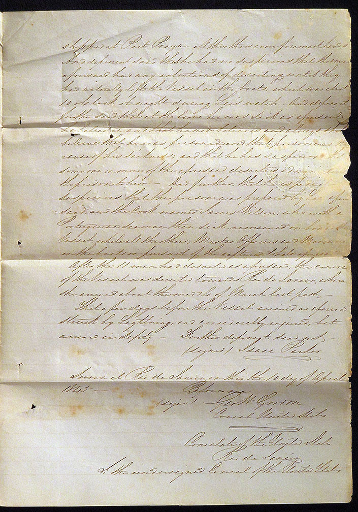 Image for 1845 ORIGINAL, RIVETING DEPOSITIONS OF CAPTAIN AND CREW MEMBERS OF THE WHALING BARK ALTO OF NEW BEDFORD MASSACHUSETTS BESET BY LAWLESSNESS, DESERTION AND MUTINY