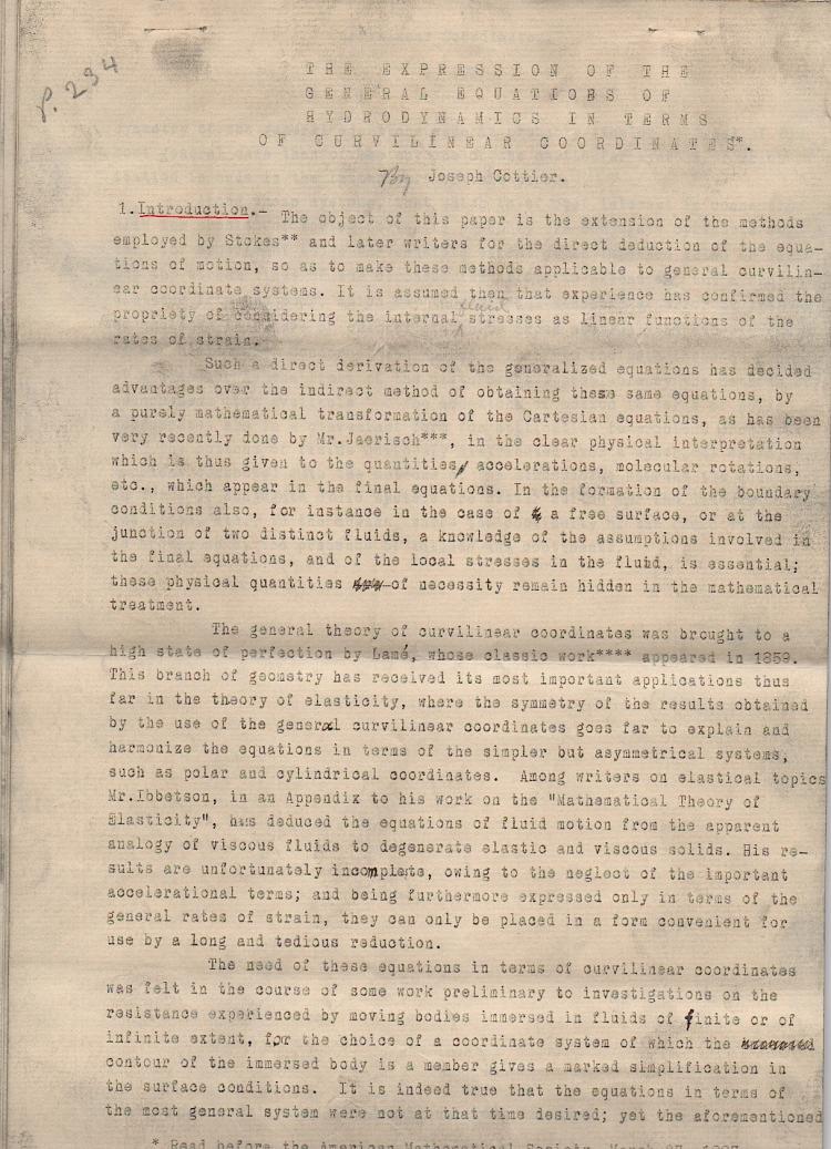 Image for c1896 ORIGINAL TYPED AND HANDWRITTEN MANUSCRIPT STUDY OF ADVANCED HIGHLY TECHNICAL COMPLEX MATHEMATICS BY A PRODIGY WHO WOULD DIE WITHIN THE YEAR AT THE AGE OF 23