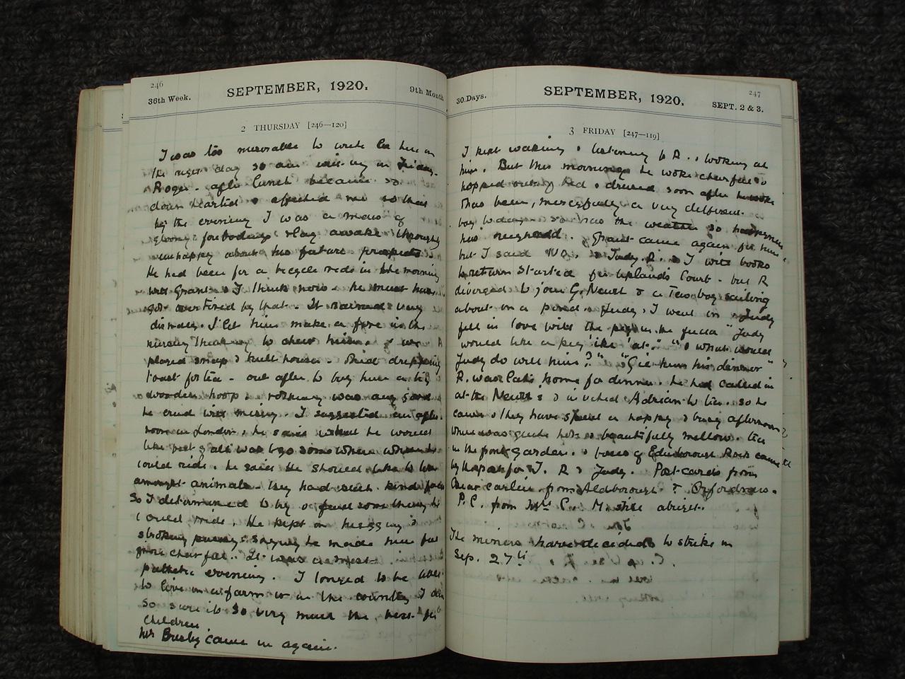 Image for 1920 ORIGINAL MANUSCRIPT DIARY OF NOTED ABSTRACT ARTIST ROGER HILTON'S MOTHER